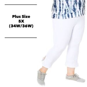 FIT For All White Kick Side-Slit Flared Athletic Leggings Capris (Z11.7)